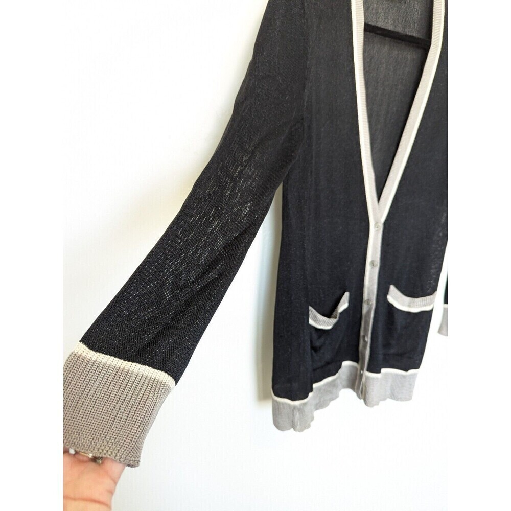 Nic+Zoe Women Longline Cardigan Size M Black Viscose Lightweight Sweater Teacher - Picture 3 of 10